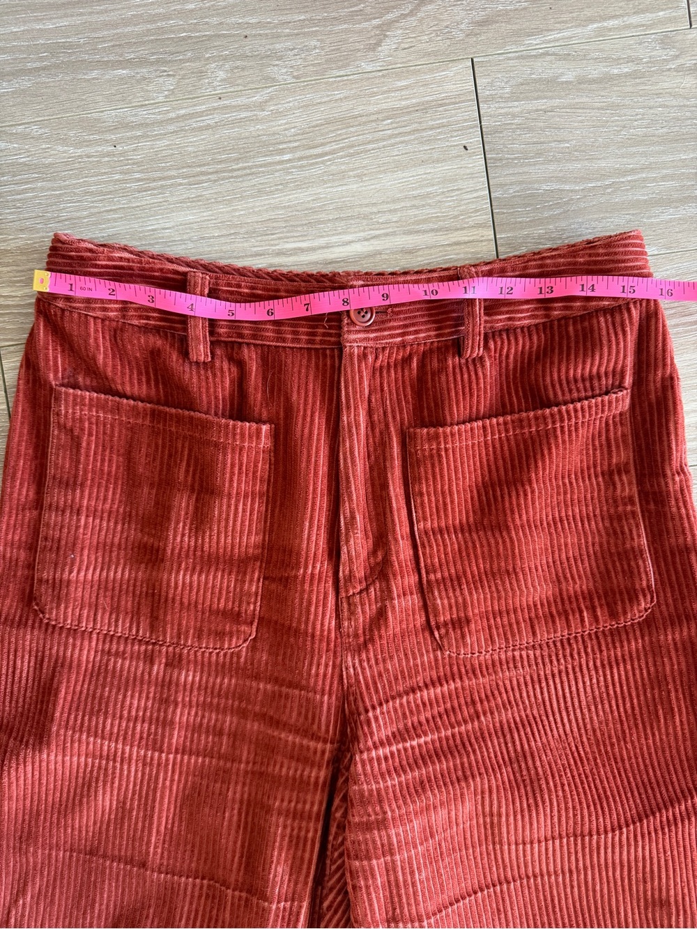 Ulla Johnson Cord Pants Copper High Rise Wide Leg size 8 Corduroy Designer - Picture 9 of 12